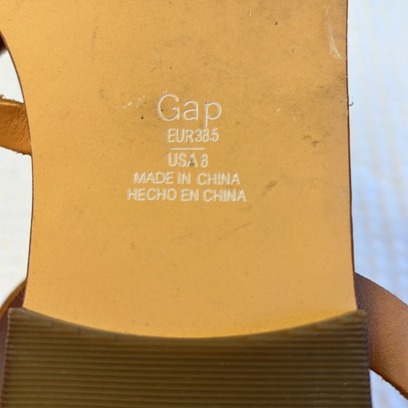 GAP Size 8 Strappy Leather Flat Ankle Wrap Sandals Neutral Tan Nude Snake - Picture 13 of 13